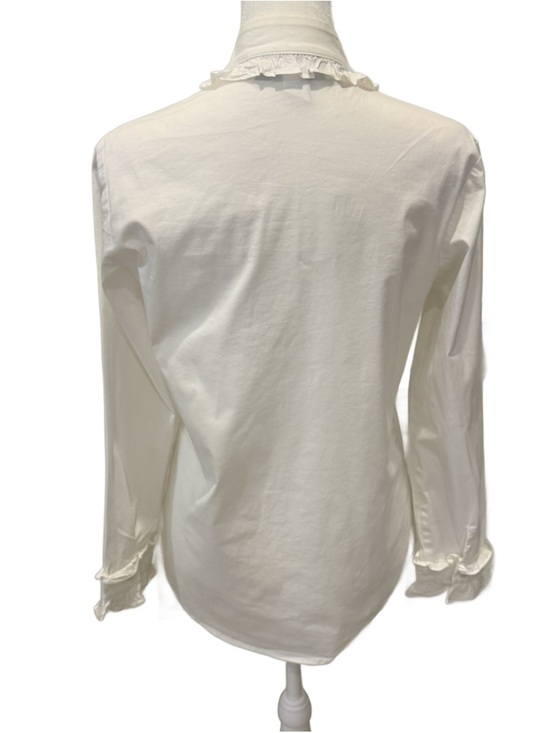 Sara Campbell White Ruffle-Trim Button Down Blouse - Picture 4 of 10